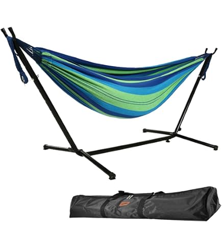 Hamac En Maille Vivere Avec Support 280cm - Bleu/Orange, Confort Et Portabilité