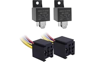 HISports 12V 80A Relais,JD2912-1Z-12VDC 80A 14VDC Relais - Schalter Power Moto SPDT Schützrelais,Autoschalter Elektrische Lüfter Hupen Motorrelais,Heavy Duty Normal relais mit Kabelbaumsatz(2 Stück)