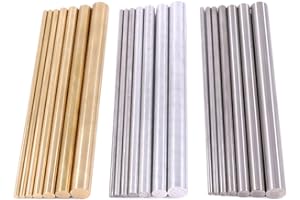 Glarks 21pcs 3 Sets of Metals Round Rod Lathe Bar Stock for DIY Craft Tool, Diameter 2mm - 8mm, Length 100mm, Metals Include Brass, Stainless Steel, Aluminum