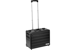 anndora Business Trolley Pilotenkoffer Laptopfach TSA Schlösser Aluminium Oberfläche Schwarz