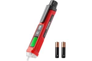 Voltage Tester, TESMEN TN-213 Non-Contact Voltage Tester, Electrical Tester, AC 12V-/70V-1000V, Dual-Range, LCD Display in Percentage, Buzzer Alarm, Live Wire Tester, Wire Breakpoint Finder - Red