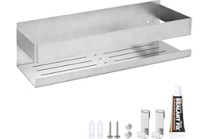EXLECO Półka łazienkowa bez wiercenia 30 cm Półka prysznicowa con 2 zdejmowane haczyki łazienkowe do przechowywania na ścianie ze stali nierdzewnej kosz prysznicowy uchwyt na szampon prysznicowy kolor