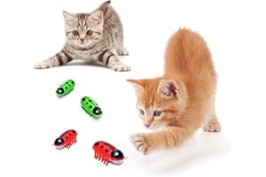 Kinberry 4pcs Mini Robot Beetle Cat Toy Electric Beetle Toy Interactive Pet Bug Toy For Pet Cat Mouse