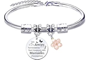 QTQTLP Cadeau Marraine Bracelet Marraine Cadeau D'anniversaire Marraine Cadeau pour le jour du Baptême Cadeau Souvenir Marraine Cadeau Noël Marraine