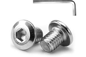 MINHER M4 x 10mm 20Pcs Tête Plate Vis D’assemblage à Six Pans Creux, Acier Inoxydable A2 V2A, Boulons de Meubles, Filetage Complet (Avec Clé Hexagonale)