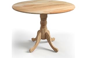 COSTWAY 100cm Round Dining Table, Rubber Wood Kitchen Table with Wooden Effect Top and Curved Trestle Legs, 4 Seaters Rustic Dinner Table for Home Dining Room Living Room (Natural)