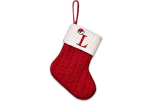 Sleeleece Personalisierte Weihnachtsstrümpfe mit Buchstaben Weihnachtssocke 20 cm Bestickter Nikolausstrumpf Christmas Stockings Nikolausstiefel Nikolaussocken zum Befüllen & Aufhängen für Süßigkeiten