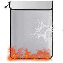 Lot De 2 Porte-Documents Ignifuges - Sacs Anti-Feu Étangs 1200°C - Protection Argent/Bijoux/Documents