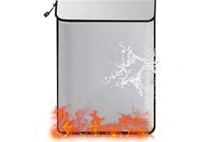 HIFROM Porte-documents ignifuge avec fermeture éclair, sac étanche, sac de rangement ignifuge pour objets de valeur, argent, bijoux, documents juridiques, fichiers et tablettes, 38 x 28 cm (argenté)