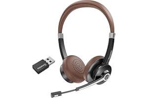 Conambo Headset mit Mikrofon, Kabellos Bluetooth Headset mit Mikrofon mit HD Stereo Sound für Laptop/PC/Mac, Headset Bluetooth 5.0 mit USB-A Dongle mit DSP Geräuschunterdrückun