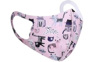 TRIMMING SHOP Kids Reusable Washable Face Covering for Children, Bandana Face Mask, Ice Silk Cotton Breathable Safety Mask Protection from Pollution, Baby Pink, 1pc