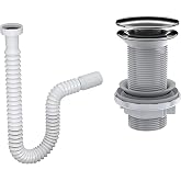 Felix Pop Up Lavabo Gideri Seti | Paslanmaz &Ccedil;elik Başlıklı | Taşma Deliksiz, K&ouml;r&uuml;kl&uuml; Gider Borusu Dahil | Standart &Ouml;l&ccedil;&uuml; & Kol
