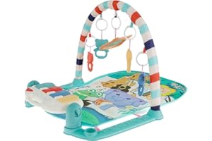 CAFFNEY Activity Gym for Baby, Kick Play Piano Gym Mat with Arch & Detachable Toys, Battery Operated Musical Play Mat Activity Gym & Play Mat Interactive Baby Play Mat for Infants Aged 0-36 Months(green)