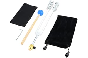 DRELD Diapason lesté 64 Hz – Accordeur en alliage d'aluminium avec marteau en silicone, rallonge en cristal, pochette en velours, chiffon de nettoyage, clé Allen pour la peau, les cheveux, les os, les