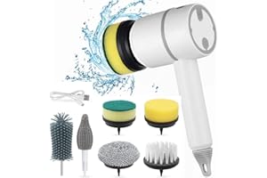 BLARIE Scrubninja Cepillo Eléctrico Limpieza Hogar - Kit Completo 6 Cabezales - Recargable, Giratorio, Portátil - Scrub Ninja Cepillo de Limpieza de Cocina, Suelo, Baño y Mucho Más