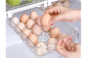 GoldRock Organizer na lodówkę, szuflady, uchwyt na jajka, na lodówkę, regulowany regał do przechowywania, organizer na lodówkę, rozkładany organizer na jajka
