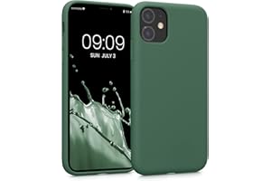 kwmobile Carcasa Compatible con Apple iPhone 11 Funda de Silicona - Flexible con Interior de Microfibra - Suave Protector antigolpes - Verde Oscuro