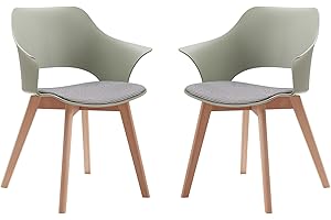 GrandCA HOME 2er-Set Nordischen Küchenstühlen, Esszimmerstuhl mit Massivholzbeinen, Gepolsterte Stühle für Schlafzimmer, Wohnzimmer, Küche, Grün