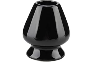 FTORY Soporte para batidor de cerámica - Soporte para batidor Matcha de 1 pieza Soporte de cerámica para bambú Matcha Chasen para accesorios de juego de té(negro)