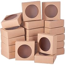 20 Boîtes Cadeau Kraft Noir Avec Fenêtre - 9,5x9,5x3,5cm | Pour Biscuits, Bonbons, Mariage