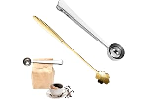 AOMIGT CuillèRe Doseuse à Café avec Clip,Cuillère à Mélanger,2Pcs Cuillère Doseuse à Café,Cuillère à café Poudre,Cuillères à Café,Cuillère à Café en Acier Inoxydable,pour Café, Thé, Flocons D'avoine