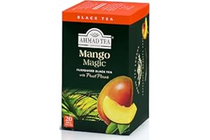 Ahmad Tea Mango Magic czarna herbata o smaku mango, 20 torebek herbaty z tasiemką/sznurkiem na dzień, (opakowanie 6 sztuk)