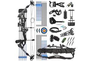 SHARROW Archery Compound Bow Kit 30-55lbs Adjustable Hunting Compound Bow and Arrows Set for Adult and Beginner Outdoor Shooting Archery Set