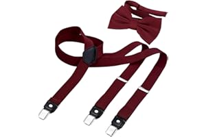 DonDon Hosenträger und Fliege Set für Damen und Herren, Y-Form, 2,5 cm breit, handgefertigt - Elegantes Accessoire für Hochzeit, Party, Smoking