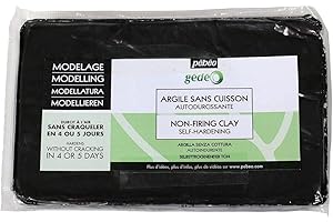 PEBEO Pébéo - Argilla senza Cottura Gédéo - Creta Autoindurente, Senza Forno - Modellazione, Stampo e Ceramica - 1,5 Kg (4 Panetti) - Nera