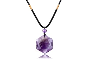 JSDDE Natural Crystal Necklace Reiki Healing Hexagram Star Gemstone Pendant Necklaces Jewelry For Women Men