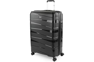 Jaslen - Maleta Viaje Grande, Maleta Grande 23 Kilos, Maletas De Viaje, Maletas Grandes con Espacio y Comodidad. Material Resistente PP. Candado con combinacion TSA, Negro