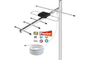 BIGEFEIXU Antena de TV Exterior 2025 Mejorada, Largo Alcance, 4K/1080P HD, Señal UHF/VHF Optimizada, Resistente al Clima, Fácil Instalación en Ático o Exterior, Cable de 8m
