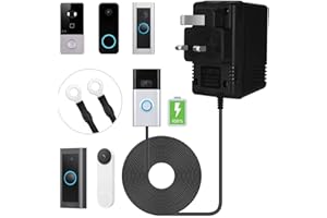 AMFUN 24V 500mA Doorbell Transformer,Visual Doorbell AC Power Adapter, Compatible for Most Versions of Ring Doorbell and Thermostat with 8M (315") Long Cable (White)