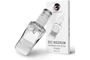 WARRIOR Cartucce Aghi per Tatuaggi Sterilizzate Grandi Sfumature Riempimento Tattoo Needle Cartridge BIG Magnum 10 pezzi in Acciaio Chirurgico (0.35MM-1249M1)