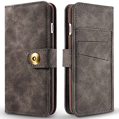 iPhone SE 5 5S H  lle  Dfly  2 in 1   Abnehmbare Wallet Folio   Retro Premium PU Leder aus   u  erem und offenem Haar Echtes Leder von Innerem  Handyh