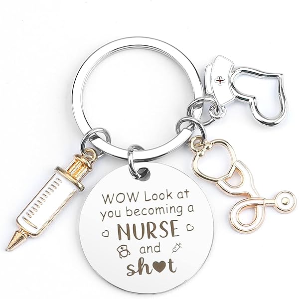 Nurse Bottle Opener Keychain Gift - Stainless Steel With Serpent & Heart Charm, Nurses Prayer Engraved, Medical Student Gift