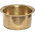 USA Deals 365 Traditional Indian Kitchen Cookware Brass Patila | Pital Bhaguna | Indian Cooking Utensils | Cooking Topia Pot | Pure and Attractive Brass Kitchenware With Lid (Capacity 4 liter)