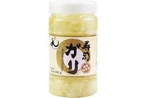 YUHO Pickled Sushi Ginger, Japanese Pink Gari Sushi Ginger Fat Free, Sugar Free, Kosher, BRC, No MSG, Low cal 340g