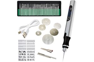 HRKVSK Engraving Pen, 60 Stück Portable Elektrische Gravierstift mit Gravurzubehör, Multifunktionaler Gravierwerkzeugsatz für DIY-Schmuck, Metall, Glas, Holz, Keramik, Kunststoff, Steinschnitzereien
