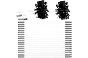 MOCNT Chimney Cleaning Brush Kit Nylon Rotary Duct Vent Cleaning Set Flexible Chimney Sweep Kit Soot Cleaning Rods for Fireplace Dryer Vent 20 Flexible Rods 2 Brush Head 150mm