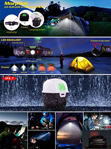 LED Stirnlampe 170 Lumen Superhell 5 Modis wasserdicht Kopflampe bequem Stirnband mit tragbar Schale , Ideal für Camping, Joggen, Outdoor, Angeln batteriebetrieben (2Pcs) - 2