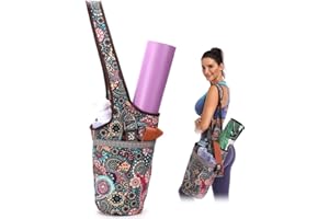 Tyuodna Yoga Mat Bag, Large Size Canvas Yoga Mat Bag, National Wind Yoga Mat Bag with Large Pocket & Zipper Pocket, Fit Most Size Mats