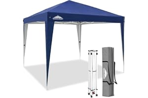 EAGLE PEAK Pop-up Tonnelle de Jardin Pliable 3m x 3m, Tente Pliante Gazebo auvent pour Camping Plage Festival avec Sac à roulettes (Bleu foncé)