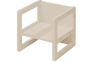 roba Sgabello per Bambini in Stile country - sgabello e sedia reversibile con 3 altezze di seduta - sgabello multifunzionale per bambini - legno beige/cashmere