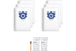 YTUGIL 6 Pack Gn Hoover Bags Compatible with Miele Hoover Bags, Replaces for Miele c3 hoover Bag, for Classic C1, Complete C3, S2, S5, S8, S400, S600, S2, S5, S8 Series - 2 Air Clean Filters, 2 Filters