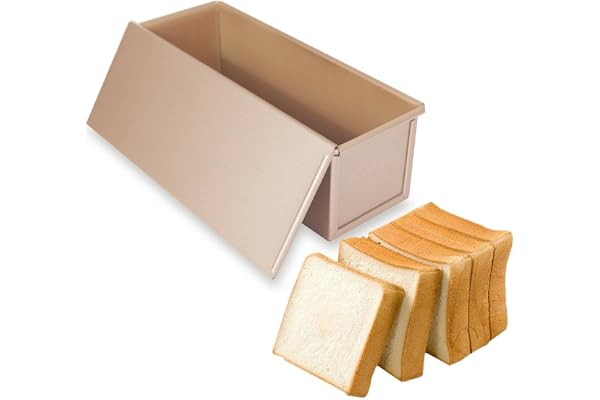 CANDeal Moule à Pain avec Couvercle,Acier épais, antiadhésif, pour la Fabrication de gâteau et de Pain grillé (Or, Lisse, 300g de pâte)