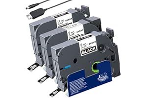 Acmerota Tze-335 12/9/6mm*8m Reemplazo para Brother TZe-335 TZe-325 TZe-315 para Brother P-Touch PT-E110 H100R H100C H105 H110 1010 H108 PT-E550W PT-E300 PT-1000 PT-1010 PT -1250