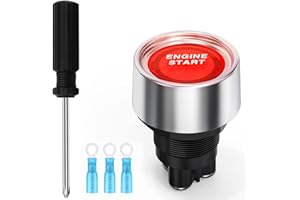 Greluma 1PC Interruptor de arranque momentáneo universal SPST de 12V-24V 50A,interruptor de encendido de arranque por empuje,botón de parada de arranque de motor de coche LED para coche,camión,RV,ATV