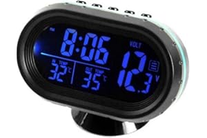 ROSEBEAR Termometro per auto Orologio elettronico digitale Veicoli automatici Voltmetro a doppia temperatura Gauge