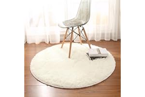 HARESLE Ivory Round Rugs,60cm Round Rugs Living Room for Bedroom Anti Slip Soft Fluffy Area Rug (Ivory,Diam 60cm/23.6in/1.96ft)